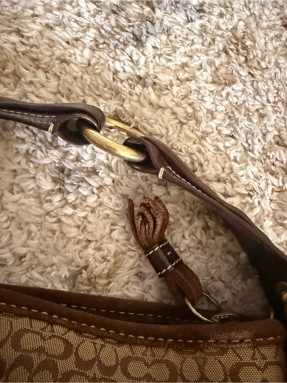 Coach Tan/Brown Signature Canvas Shoulder Bag - Picture 5 of 12